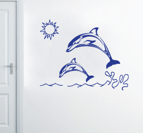 מדבקת קיר-דולפינים מקפצים