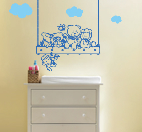 מדבקת קיר - ארוחת בוקר על נדנדה