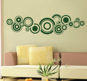 מדבקת קיר רטרו - עיגולים משולבים