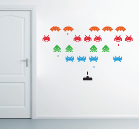 מדבקת קיר - חלליות - רטרו