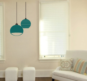 מדבקת קיר - רטרו - מנורות תלויות