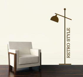 מדבקת קיר רטרו - מנורה עומדת