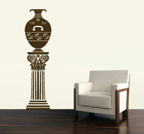 מדבקת קיר - כד מעוטר על עמוד