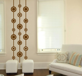 מדבקת קיר רטרו - עיגולים שזורים לגובה