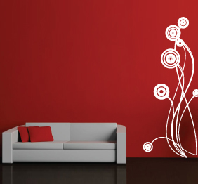 מדבקת קיר - פריחה צדדית מעוטרת