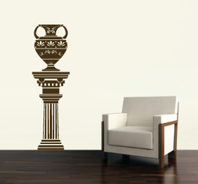 מדבקת קיר - כד מעוצב על עמוד