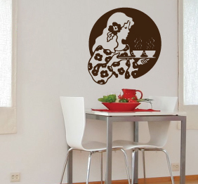 מדבקת קיר - מלצרית פרחונית