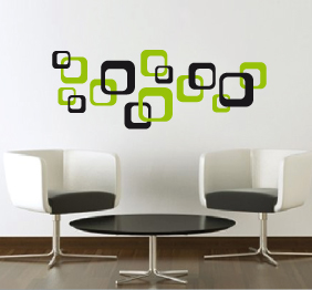 מדבקת קיר - רטרו - ריבועים בתפזורת