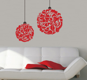 מדבקת קיר רטרו - מנורות מעוטרות