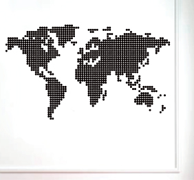 מדבקת קיר - מפת העולם בנקודות