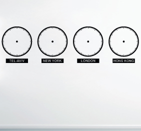 מדבקת קיר - שעונים מהעולם