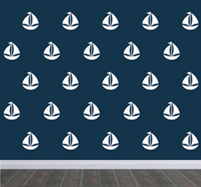 מדבקות קיר  - סירות מפרש בתפזורת