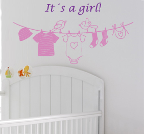 מדבקת קיר - מתלה בגדי תינוקת