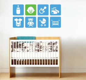 מדבקות קיר בחלקים לחדר תינוק