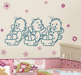 מדבקת קיר - שלושה תינוקות