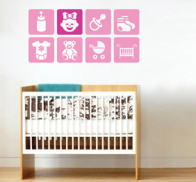 מדבקות קיר בחלקים לחדר תינוקת