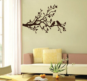 מדבקת קיר - ציפורים על ענף