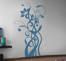 מדבקת קיר - פריחה מפותלת