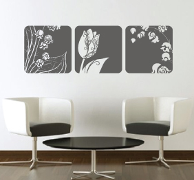 מדבקת קיר - פריחה בחלקים מעוגלי פינות