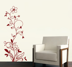 מדבקת קיר - פריחה על קיר צר לגובה