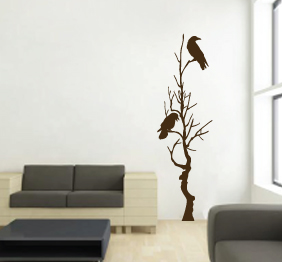 מדבקת קיר - עורבים על עץ