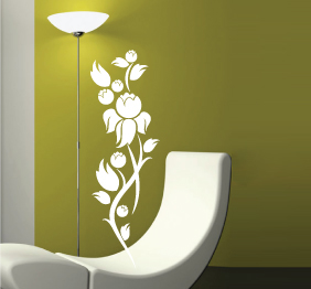 מדבקת קיר - פריחה לגובה בלבן