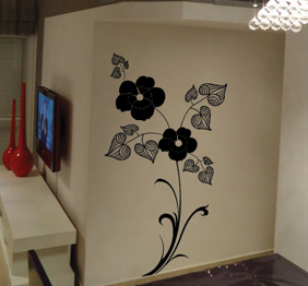 מדבקת קיר - פריחה מהפנל לגובה