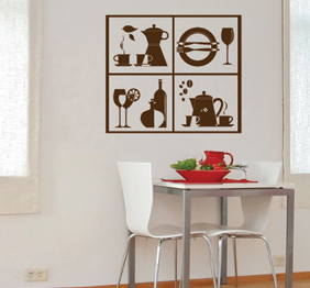 מדבקת קיר - סט כלי מטבח