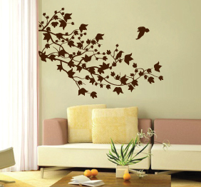 מדבקת קיר - ענף צדדי וציפורים