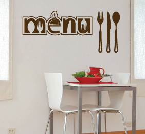 מדבקת קיר - תפריט וסכו"ם