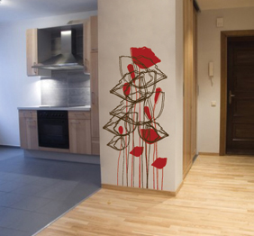 מדבקת קיר פריחה על קיר