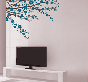 מדבקת קיר - פריחה צדדית מלבלבת