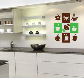 מדבקת קיר - קפה בחלקים