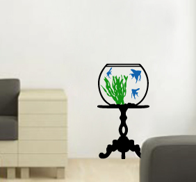 מדבקת קיר - אקווריום,צמחיה,ודגים