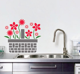 מדבקת קיר - אדנית פרחים