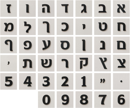 אותיות דפוס בעברית - תצוגה