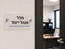 שלט אקרילי - חדר מנהל ייצור