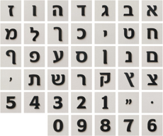 אותיות דפוס בעברית - תצוגה