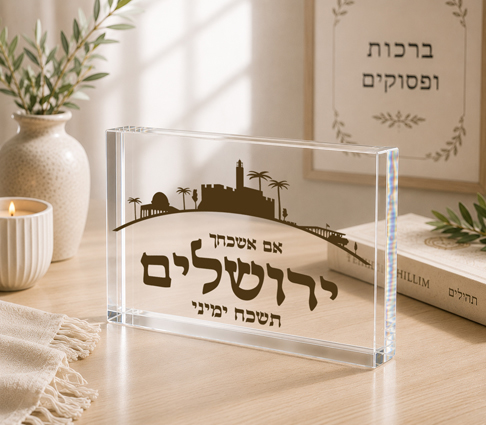 בלוק אקרילי אם אשכחך ירושלים עם קו הרקיע | אוריון עיצובים