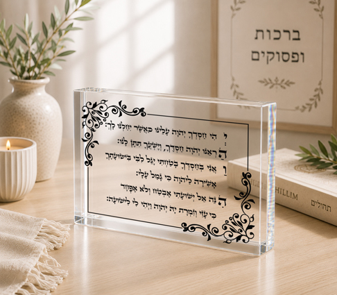 בלוק אקרילי פסוקי אמונה יהי חסדך | אוריון עיצובים